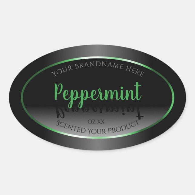 Elegant Black and White Product Labels Green Frame (Front)