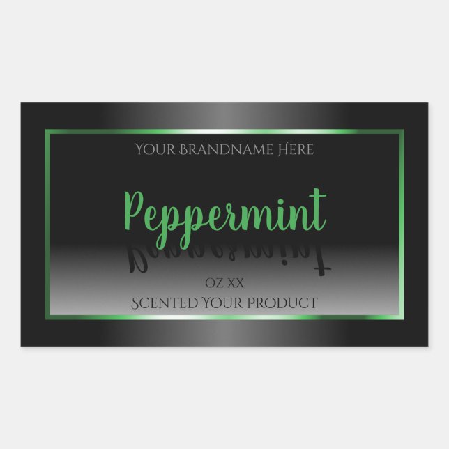 Elegant Black and White Product Labels Green Frame (Front)