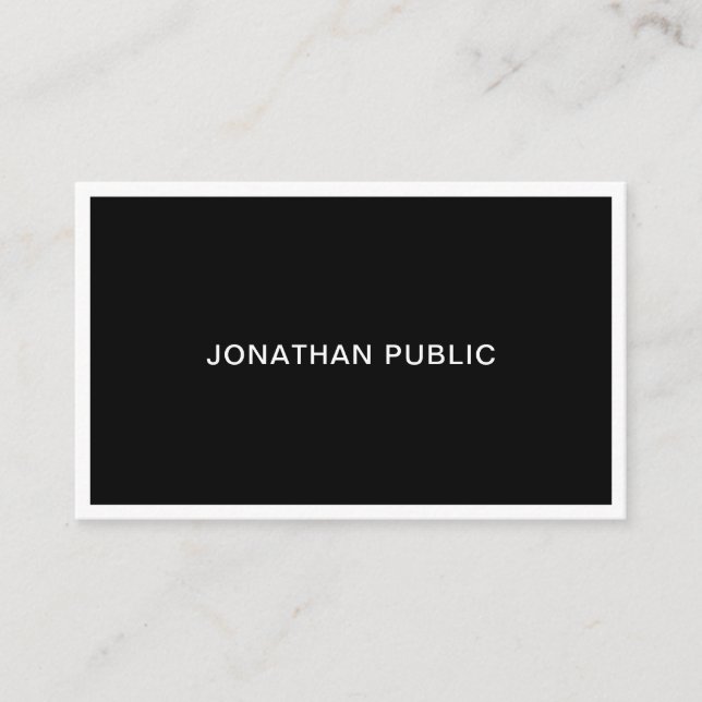 Elegant Black And White Professional Modern Plain Business Card (Front)