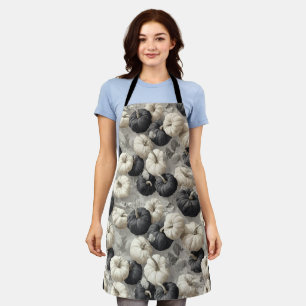 Elegant Black and White Pumpkins Apron