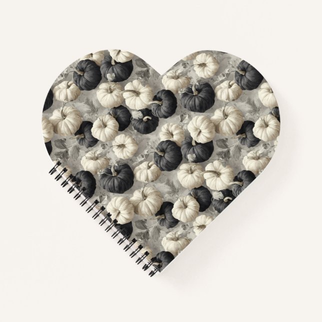Elegant Black and White Pumpkins Notebook (Front)