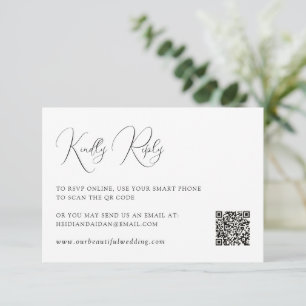 Elegant Black and White QR Code Old Money Wedding RSVP Card