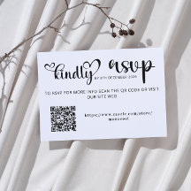 Elegant Black and White Qr Code Wedding Replay