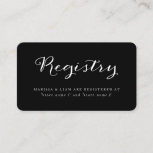 Elegant Black and White Registry Card
