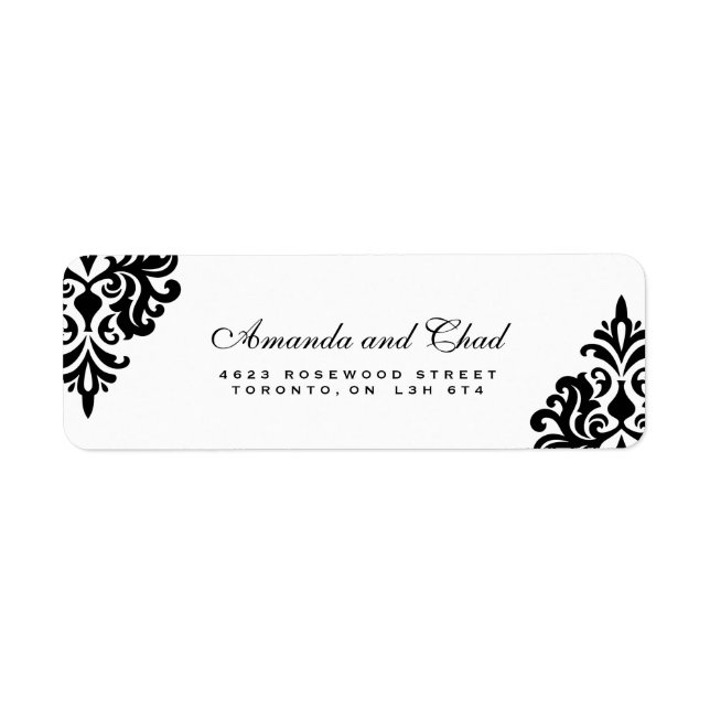 Elegant Black and White Return Address Labels (Front)