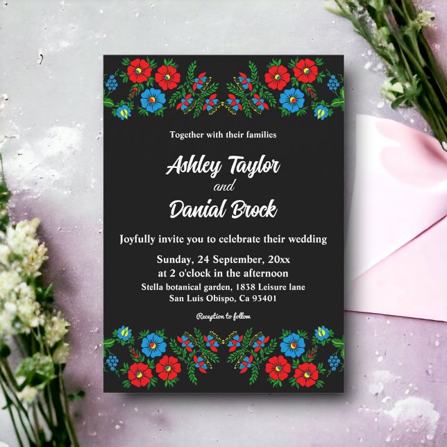 Elegant Black And White Romantic Floral Wedding Invitation (Creator Uploaded)