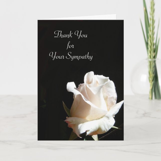 Elegant Black and White Rose Thank You Card (Front)