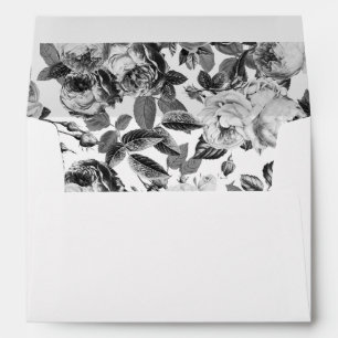 Elegant Black and White Roses Wedding  Envelope