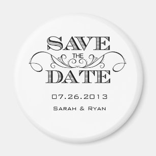 Elegant Black and White Save the Date Magnet