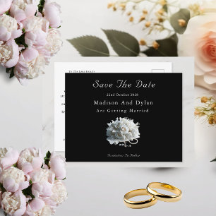 Elegant black and White Save The Date Postcard