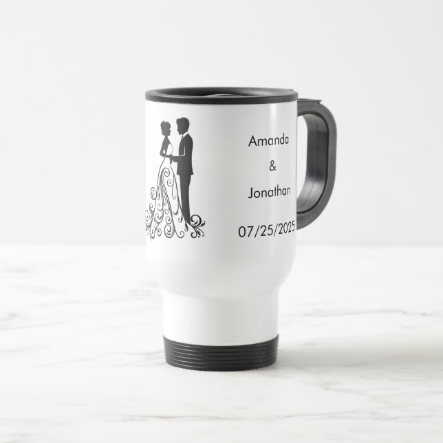 Elegant Black and White Save the Date Wedding Mug (Front Right)