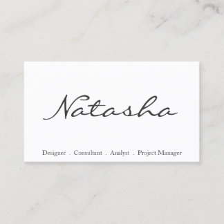 Elegant Black and White Script Font Business Card