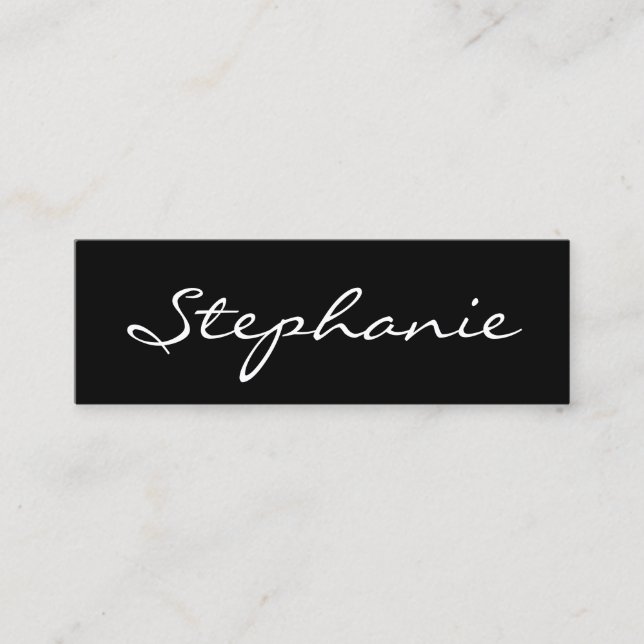 Elegant Black and White Script Font Profile Card (Front)