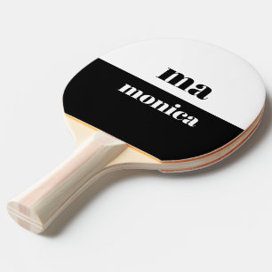 Elegant Black and White script monogram initial  Ping Pong Paddle
