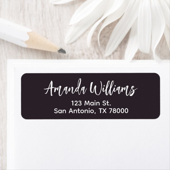 Elegant Black and White Script Return Address (Insitu)