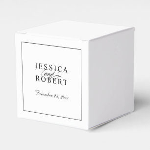 Elegant Black and White Script Wedding Favour Box