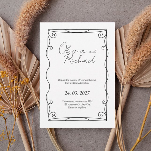 Elegant Black and White Script Wedding Invitation  (Creator Uploaded)
