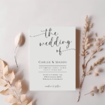 Elegant Black and White Script Wedding Invitation