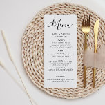 elegant black and white script wedding menu card<br><div class="desc">black and white design. The colour and text can be personalised.</div>