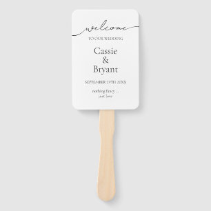 Elegant Black and White Script Wedding Program Hand Fan