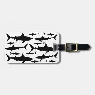 Elegant Black And White shark fish Luggage Tag