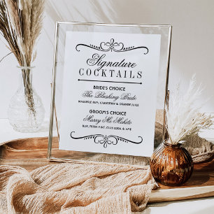 Elegant Black and White Signature Cocktails Sign