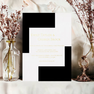 Elegant Black And White Simple Modern Wedding Gold