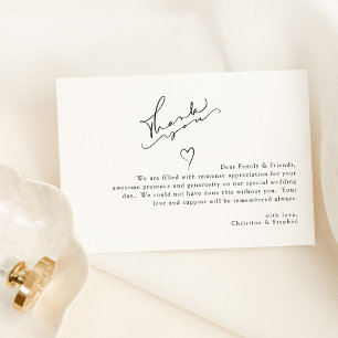Elegant Black and White Simple Wedding Thank You Card