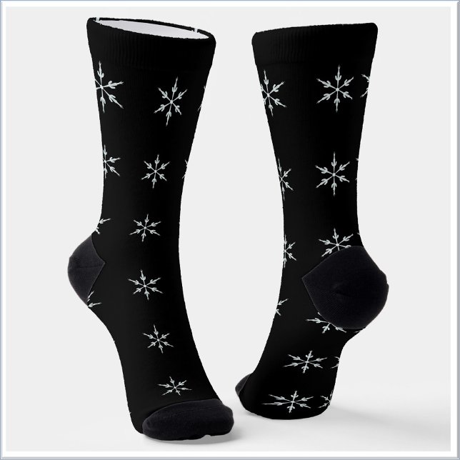 Elegant Black and White Snowflake Pattern Socks (Creator Uploaded)