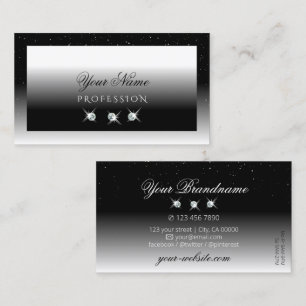 Elegant Black and White Sparkle Diamonds Stylish Business Card