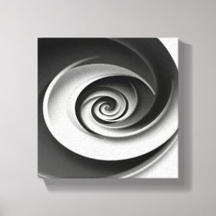 Elegant Black and White Spiral Abstract Design,  Canvas Print