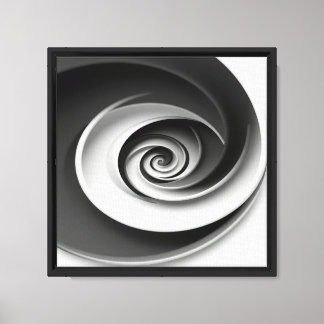 Elegant Black and White Spiral Abstract Design, Canvas Print