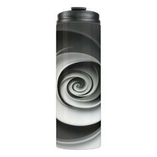 Elegant Black and White Spiral Abstract Design Thermal Tumbler