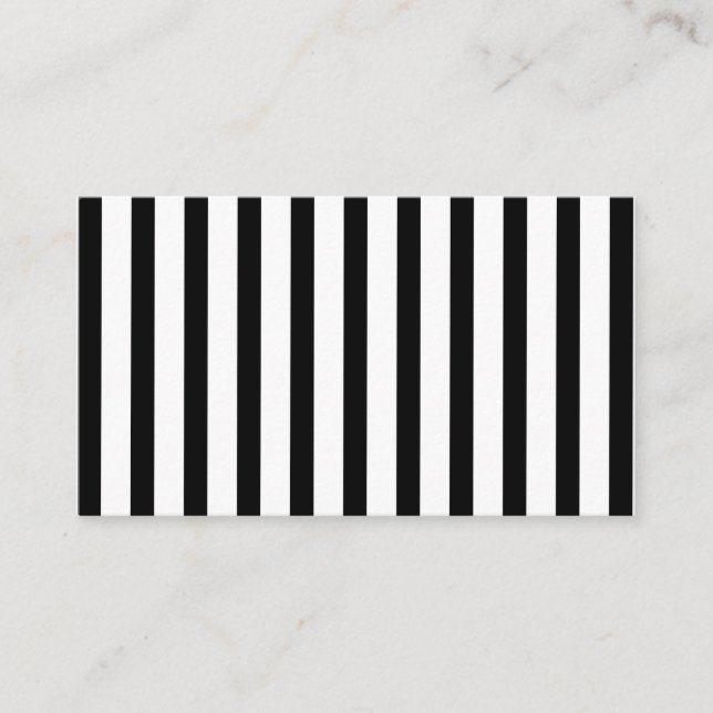 Elegant Black and White Striped Business Card (Front)