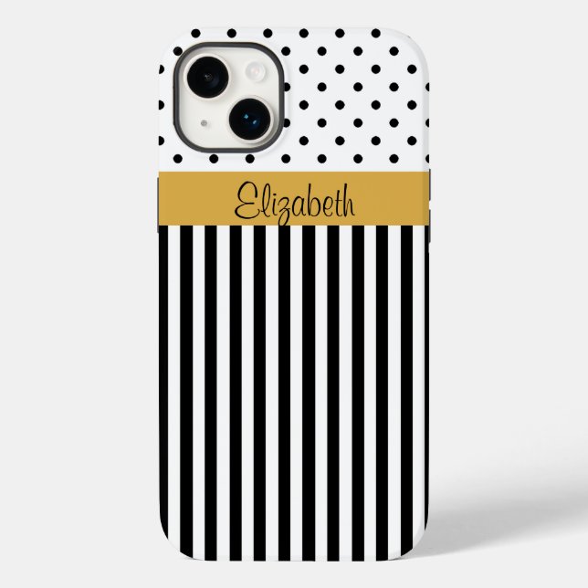 Elegant Black and White - Stripes and Polka Dots Case-Mate iPhone Case (Back)