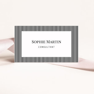 Elegant Black and White Stripes Business Card