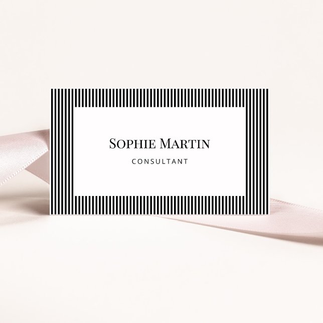 Elegant Black and White Stripes Business Card (Creator Uploaded)