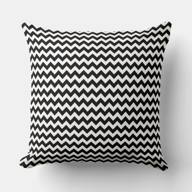 Elegant Black And White Stripes Cushion (Front)
