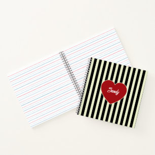 Elegant black and white stripes monogram name notebook