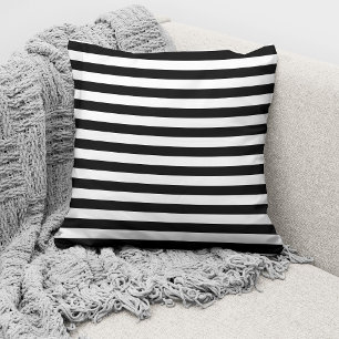 Elegant Black And White Stripes Pattern Cushion