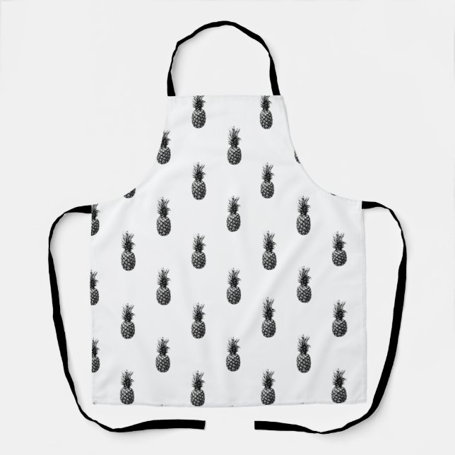 Elegant black and white Summer Pineapple Pattern   Apron (Front)