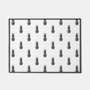 Elegant black and white Summer Pineapple Pattern Doormat