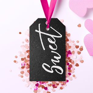 Elegant Black and White Sweet Valentine's Gift Tags