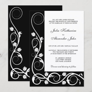 Elegant Black and White Swirls Invitation