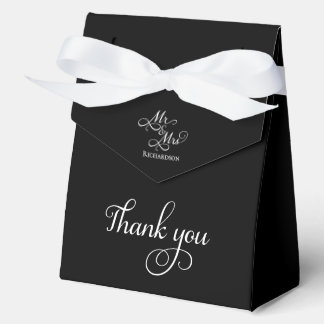 Elegant Black and White Thank You Wedding Favour Box