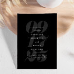 Elegant black and white trendy bold save the date<br><div class="desc">This photo save the date engagement announcement features your wedding date in big gray numbers against a black background along with all the details you want to share with guests - bride's and groom's full names, location and date in white. It features a place for a single photo on the...</div>