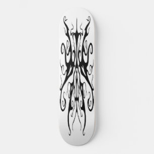 Elegant Black and White Tribal Mask Abstract Skateboard