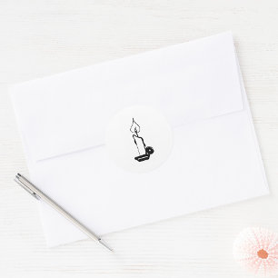 Elegant Black And White Vintage Burning Candle Classic Round Sticker
