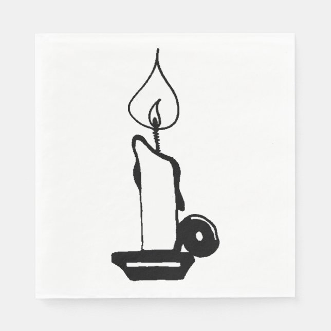Elegant Black And White Vintage Burning Candle Napkin (Front)
