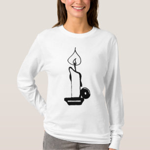 Elegant Black And White Vintage Burning Candle T-Shirt